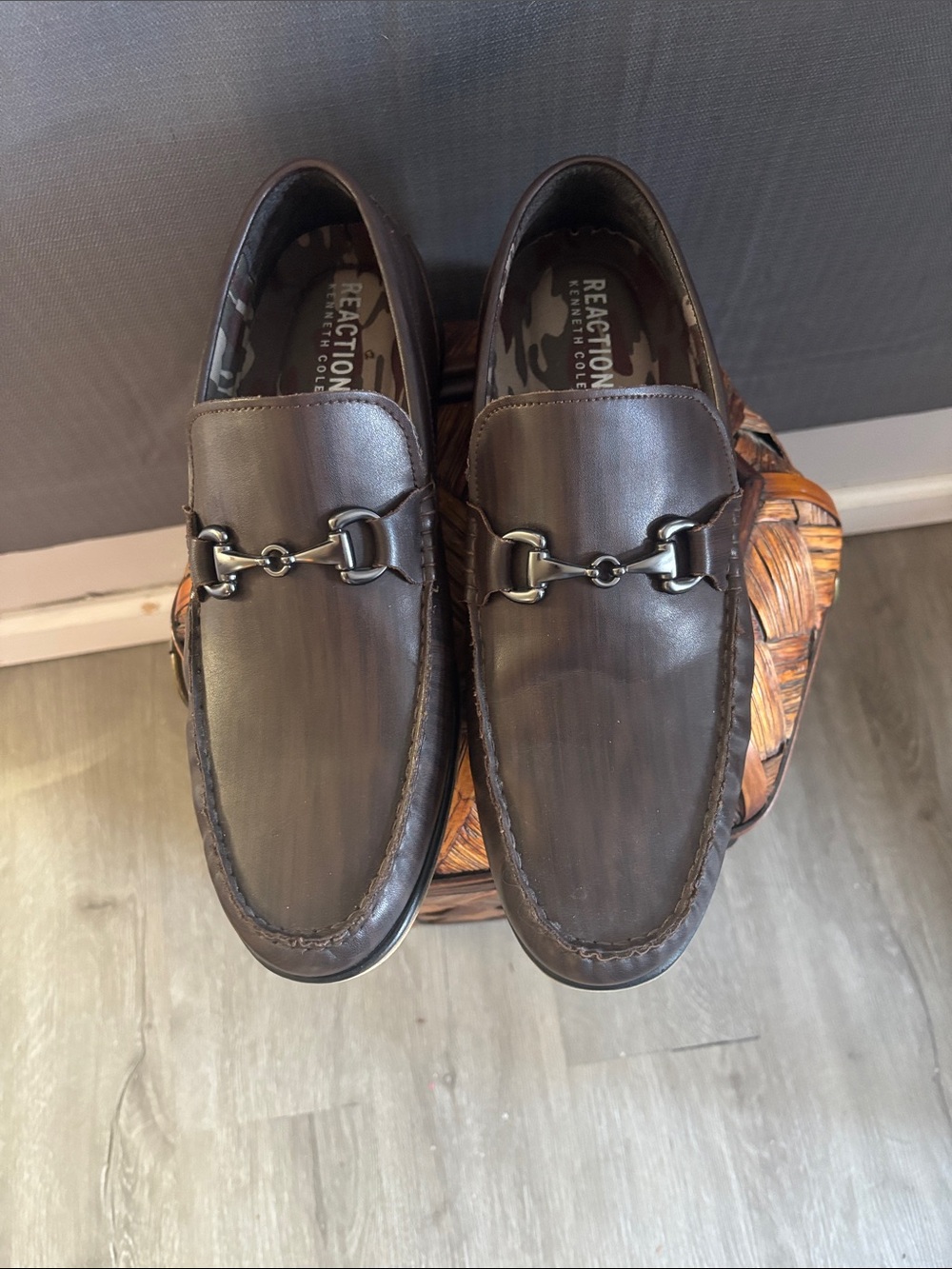 Kenneth Cole Reaction Dark Brown Leather Bit Slip-Ons